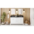 Jeffrey Alexander 60In. White Theodora Vanity, Double Bowl, Black Granite Vanity Top, 2 Undermount Rectangle Bowls VKITTHE60WHBGR